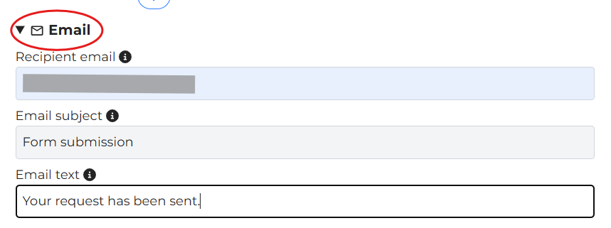fill in your recipient email, email subject and email text in form node configuration